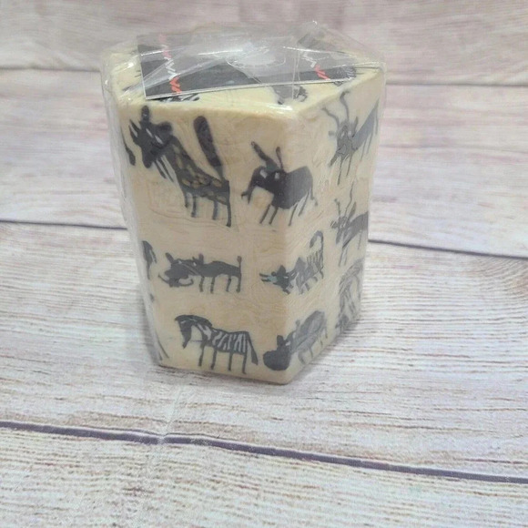Swazi Candle Light From Africa Animal Print Hexagon Pillar Candle 4" New - Picture 3 of 6